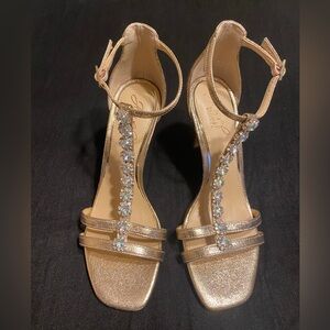 Jewel Badgley Mischka Farida Crystal T-strap Heels